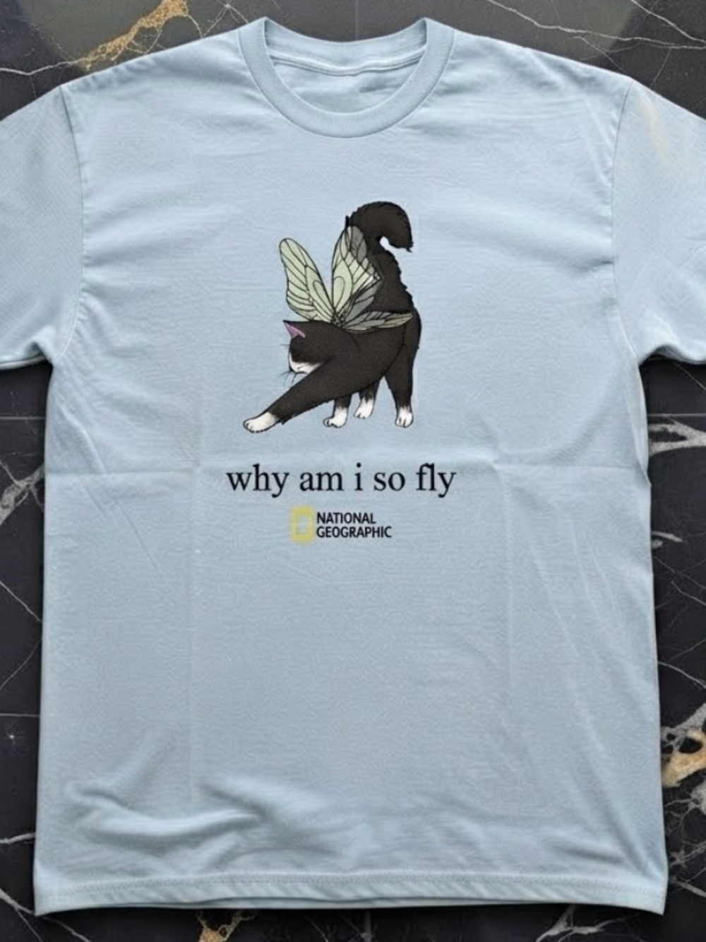 Cat-Butterfly Hybrid National Geographic "Why Am I So Fly" Whimsical T-Shirt